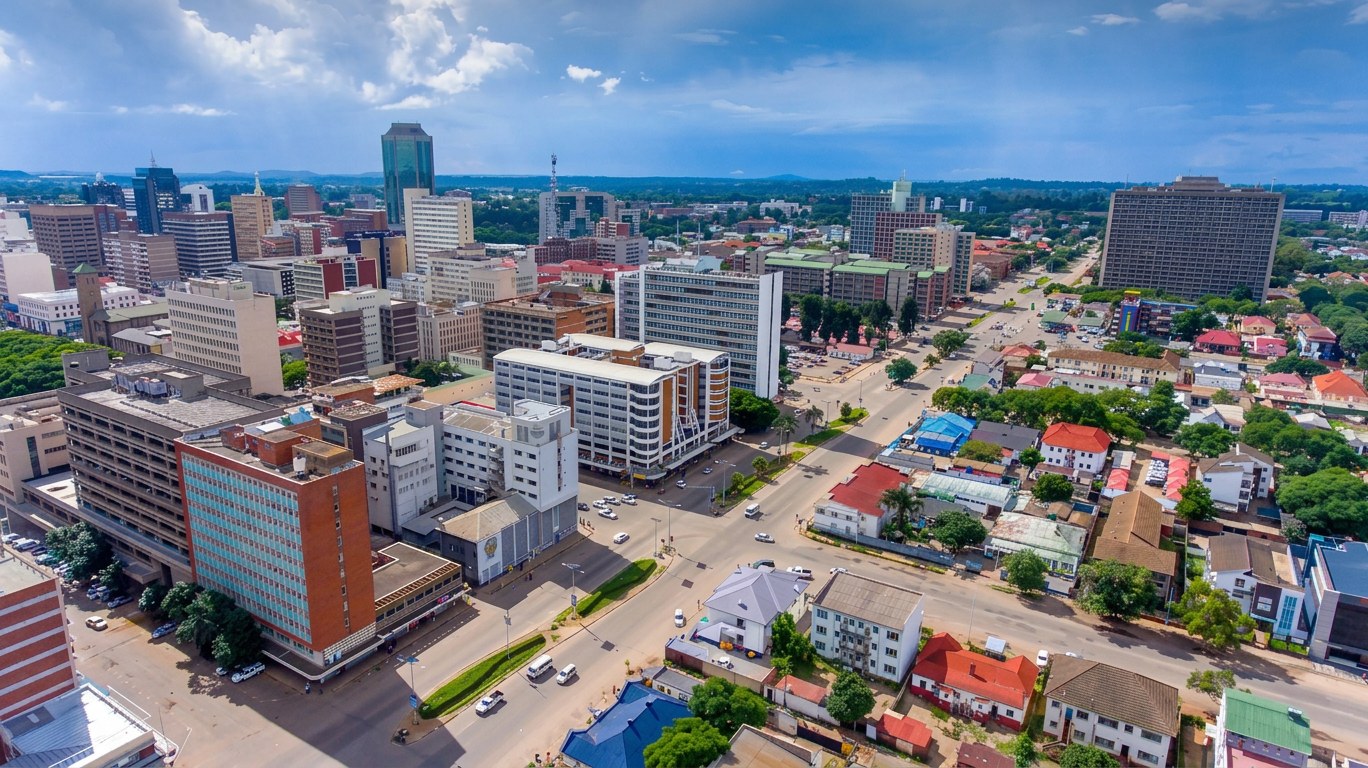 Aerial view of the Harare city skyline, Zimbabwe